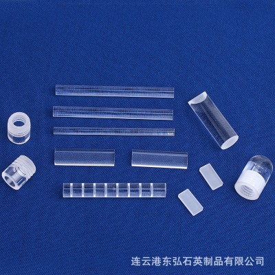 UV光學玻璃高透光磨砂石英片異形打孔開槽石英螺紋玻璃加工定制